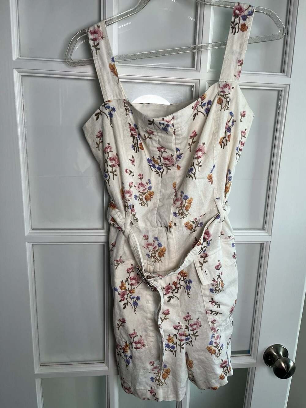 House of Harlow 1960 Floral Linen Belted Romper